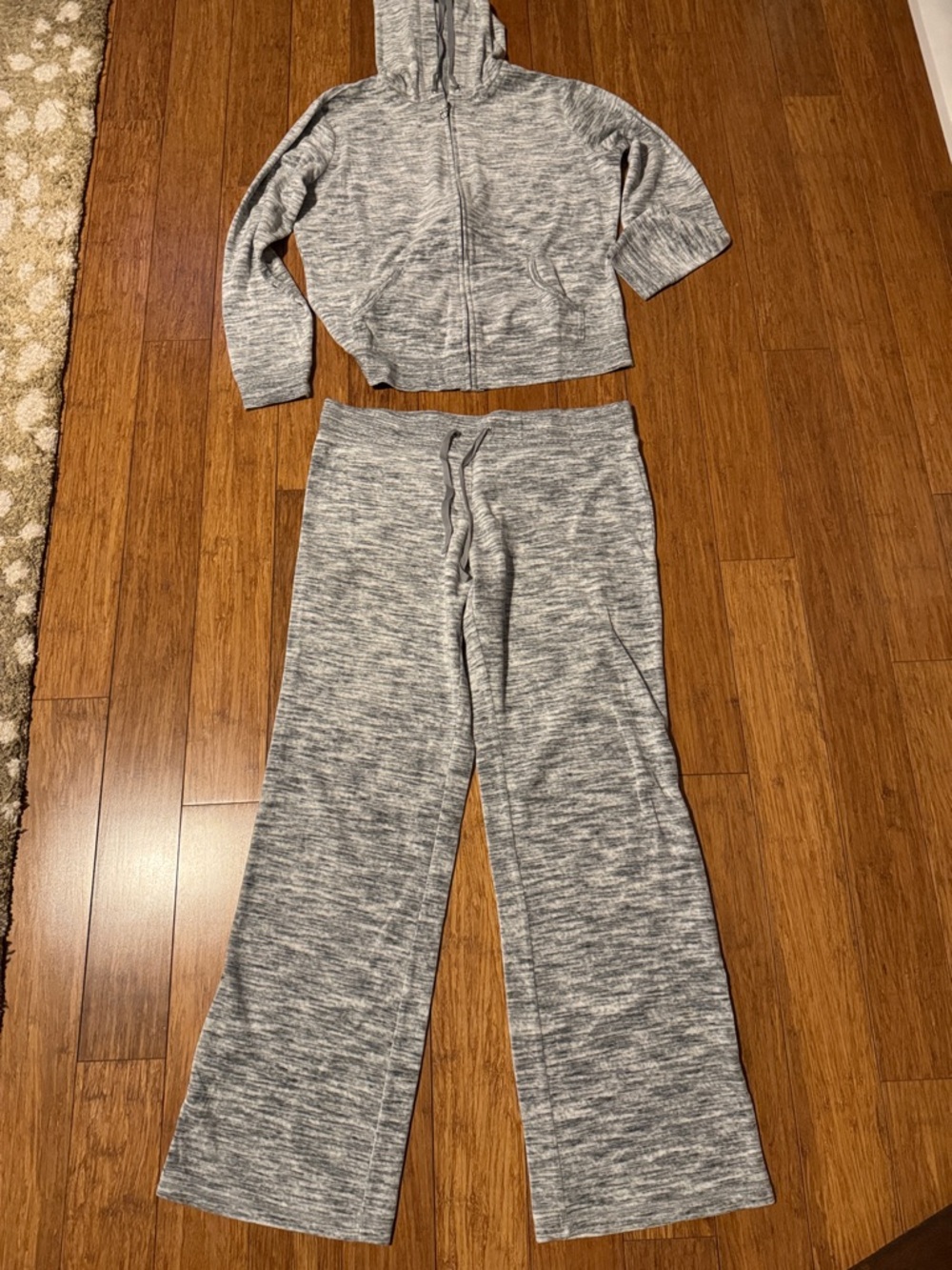 Gray Marble Hooded -Two-Piece Lounge Set